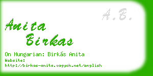 anita birkas business card