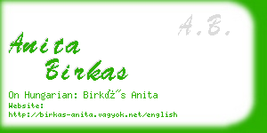 anita birkas business card